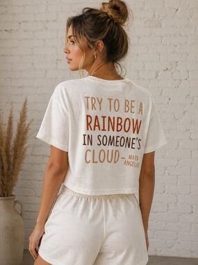 NWT Recycle Threads Maya Angelou Rainbow Crop Top